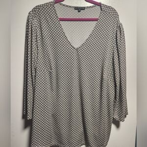 Adrianna Papell Black and White Geometric Blouse